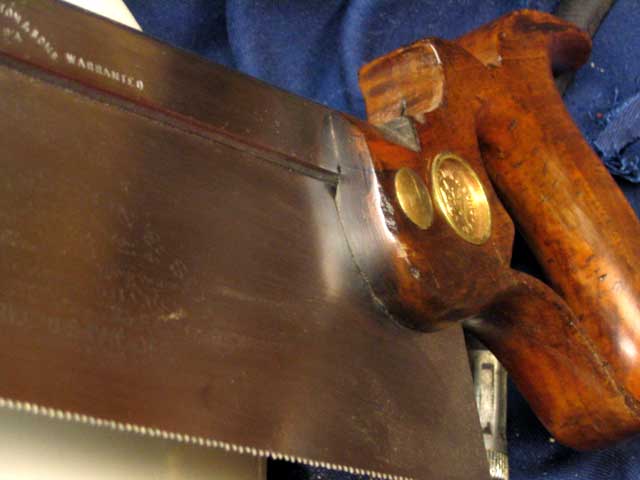 The repaired handle: the crack is still evident, but structurally sound.
